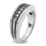 IBGoodman 14k White Gold Men's Polished Satin and Grooved Ring Mounting - Image 8