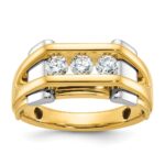IBGoodman 14k Two-tone 1/2 carat Lab Grown Diamond VS/SI+ G+ Three Stone Complete Men's Ring