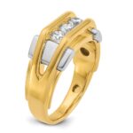 IBGoodman 14k Two-tone 1/2 carat Lab Grown Diamond VS/SI+ G+ Three Stone Complete Men's Ring - Image 6