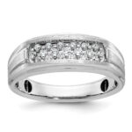 IBGoodman 14k White Gold Men's Polished Satin and Grooved Ring Mounting