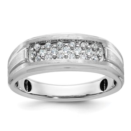 IBGoodman 14k White Gold Men's Polished Satin and Grooved Ring Mounting