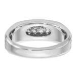 IBGoodman 14k White Gold Men's Polished Satin and Grooved Ring Mounting - Image 7