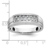 14k White Gold IBGoodman Men's Polished Satin and Grooved 1/4 Carat AA Quality Diamond Ring - Image 3