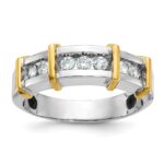 IBGoodman 14k Two-tone Men's Polished 7-Stone 1/2 Carat AA Quality Diamond Ring