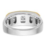 IBGoodman 14k Two-tone Men's Polished Satin and Grooved Square 5-StoneRing Mounting - Image 7