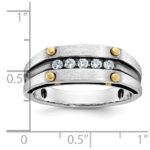 IBGoodman 14k Two-tone Men's Polished Satin and Grooved 5-Stone Ring Mounting - Image 3