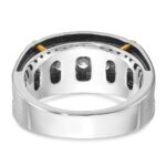 IBGoodman 14k Two-tone Men's Polished Satin and Grooved 5-Stone Ring Mounting - Image 7