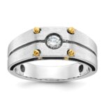 14k Two-tone IBGoodman Men's Polished and Satin 1/5 carat Diamond Complete Ring