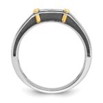 14k Two-tone IBGoodman Men's Polished and Satin 1/5 carat Diamond Complete Ring - Image 2