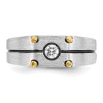14k Two-tone IBGoodman Men's Polished and Satin 1/5 carat Diamond Complete Ring - Image 6