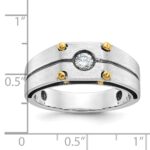 14k Two-tone IBGoodman Men's Polished and Satin 1/5 carat Diamond Complete Ring - Image 3