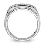 IBGoodman 14k White Gold with Black Rhodium 1/3 carat Lab Grown Diamond VS/SI+ G+ Complete Polished and Grooved Men's Ring - Image 2
