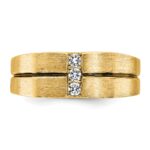 IBGoodman 10k White Gold with Black Rhodium Men's Satin and Grooved 3-Stone 1/5 Carat A Quality Diamond Ring - Image 5