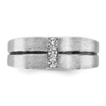 IBGoodman 14k White Gold with Black Rhodium 1/5 carat Lab Grown Diamond VS/SI+ G+ Complete Satin and Grooved Three Stone Men's Ring - Image 4