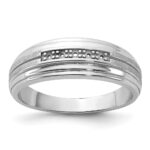 IBGoodman 10k White Gold Men's Polished Satin and Grooved 5-Stone Ring Mounting