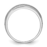IBGoodman 10k White Gold Men's Polished Satin and Grooved 5-Stone Ring Mounting - Image 2