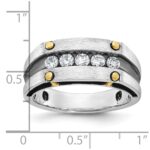 IBGoodman 14k Two-tone with Black Rhodium Men's Polished Satin and Grooved 5-Stone 1/2 Carat AA Quality Diamond Ring - Image 3