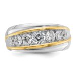IBGoodman 14k Two-tone Men's Polished and Grooved 7-Stone 1 1/2 Carat AA Quality Diamond Ring - Image 6