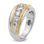 IBGoodman 14k Two-tone Men's Polished and Grooved 7-Stone Ring Mounting - Image 8