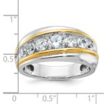 IBGoodman 14k Two-tone Men's Polished and Grooved 7-Stone Ring Mounting - Image 3