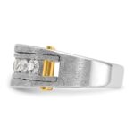 IBGoodman 14k Two-tone Men's Polished Satin and Grooved 7-Stone 1 Carat AA Quality Diamond Ring - Image 5