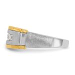 IBGoodman 14k Two-tone Men's Polished Satin and Beaded 5-Stone 1/2 Carat AA Quality Diamond Ring - Image 5