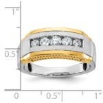 IBGoodman 14k Two-tone Men's Polished Satin and Beaded 5-Stone 1/2 Carat AA Quality Diamond Ring - Image 3