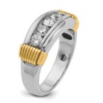 IBGoodman 14k Two-tone Men's Polished and Textured 5-Stone 1 Carat AA Quality Diamond Ring - Image 8