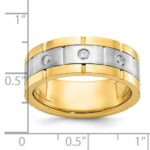 IBGoodman 14k Two-tone Men's Polished Satin and Grooved 3-Stone 1/6 Carat AA Quality Diamond Ring - Image 4
