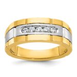 IBGoodman 14k Two-tone Men's Polished and Grooved 5-Stone 1/4 Carat AA Quality Diamond Ring