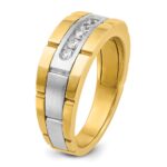 IBGoodman 14k Two-tone Men's Polished and Grooved 5-Stone 1/4 Carat AA Quality Diamond Ring - Image 8