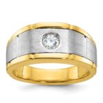 14k Two-tone IBGoodman Men's Polished and Satin Diamond Ring Mounting