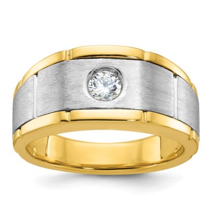 14k Two-tone IBGoodman Men's Polished and Satin Diamond Ring Mounting