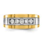 IBGoodman 14k Two-tone 1/2 carat Lab Grown Diamond VS/SI+ G+ Five Stone Complete Polished and Satin Men's Ring - Image 4