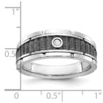 IBGoodman 14k White Gold with Black Rhodium Men's Polished and Textured 1/20 Carat AA Quality Solitaire Diamond Ring - Image 3