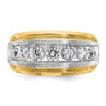 IBGoodman 14k Men's Polished Satin and Grooved 7-Stone Ring Mounting - Image 6