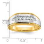 14k IBGoodman Men's Polished Satin and Grooved 5-Stone Ring Mounting - Image 3