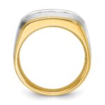IBGoodman 14k Two-tone Men's Polished Satin and Grooved 5-Stone 1 Carat AA Quality Diamond Ring - Image 2