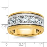 IBGoodman 14k Two-tone Men's Polished Satin and Grooved 7-Stone Ring Mounting - Image 3