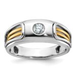 IBGoodman 14k Two-tone Men's Polished and Cut-Out 1/5 Carat AA Quality Diamond Ring