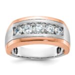 IBGoodman 14k White and Rose Gold Men's Polished and Satin 5-Stone Ring Mounting