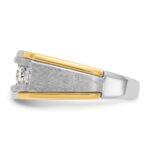 IBGoodman 14k Two-tone Men's Polished Satin and Grooved 5-Stone Ring Mounting - Image 5