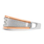 IBGoodman 14k White and Rose Gold Men's Polished Satin and Grooved 5-Stone Ring - Image 4