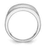 IBGoodman 10k White Gold Men's Polished Satin and Grooved 5-Stone Ring Mounting - Image 2