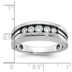 IBGoodman 10k White Gold with Black Rhodium Men's Polished Satin and Grooved 5-Stone 1/2 Carat A Quality Diamond Ring - Image 3