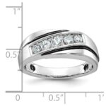 IBGoodman 10k White Gold with Black Rhodium Men's Polished Satin and Grooved 1/2 Carat A Quality Diamond Ring - Image 2
