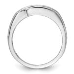 IBGoodman 14k White Gold Polished Satin and Grooved Men's Ring Mounting - Image 2