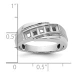 IBGoodman 14k White Gold Polished Satin and Grooved Men's Ring Mounting - Image 3
