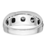 IBGoodman 14k White Gold with Black Rhodium 1/2 carat Lab Grown Diamond VS/SI+ G+ Complete Polished Satin and Grooved Men's Ring - Image 5