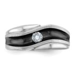 IBGoodman 14k White Gold with Black Rhodium Men's Polished Satin and Grooved Solitaire 1/5 Carat AA Quality Diamond Ring - Image 6